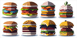 Food Porn in Vector. Burgers Galore 21864714 Vector Art at Vecteezy