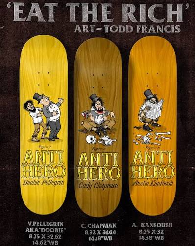 Eat The Rich” from @antihero18 Decks for @doobieornotdoobieee and  @coldchapman and @kanfoush_custom_concrete too. Kill them and eat them and  shit them too. Out now as part of Spring Drop 1.