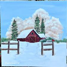 Winter Barn Painting Pamela Groppe