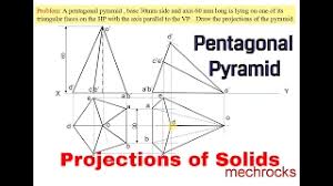 An iscosceles pentagonal pyramid has the same symmetry as the regular polygonal one. Engineering Drawing Projections Of Pentagonal Pyramid When One Triangular Face On Hp Youtube