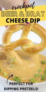 Crockpot Slow Cooker Beer Brat Pretzel Cheese Dip Recipe In 2020 Cheese Dip Recipes Cheese Dip Sausage Beer Cheese Dip
