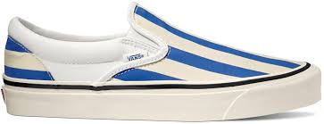 Vans Classic Slip On 98 Dx Anahiem Factory Og White Og Blue Big Stripes