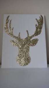 Gold Glitter Deer Canvas Wall Art This Kind Of Hunting Stuff I Can Work With Glitter Reindeer Glitter Wall Art Glitter Wall