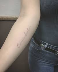 By East Iz Singleneedle Fineline Tattoo East Ssc Shamrocksocialclub Script Cursive Tattoos Single Needle Tattoo Fine Line Tattoos