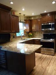 Kitchen Makeover Kitchen Makeover With Cherry Cabinets Coffee Color Granite And Glass Natural Stone Kitchen Design Cherry Cabinets Kitchen Kitchen Remodel