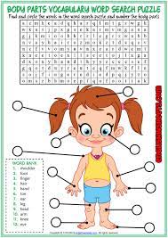 Review body parts and numbers. Body Parts Esl Printable Word Search Puzzle Worksheet