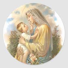 Traditional Blessed Mother Mary With Baby Jesus Classic Round Sticker In 2021 Mother Mary Blessed Mother Mary Blessed Mother