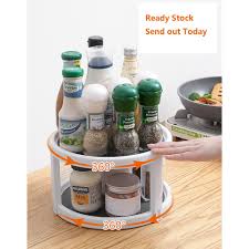 This turntable is uniquely handcrafted and is perfect for making spices and condiments readily accessible at the dinner, kitchen cabinet, or closet shelf. 2 Tier Turntable Kitchen Spice Organizer Tiered Rotating Pantry Cabinet Lazy Susan Turntable Non Slip Lining Wide Base Easy To Install And Clean Bpa Free Shopee Malaysia