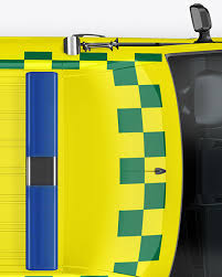 Download Van Ambulance Mockup Top View In Vehicle Mockups On Yellow Images Object Mockups PSD Mockup Templates