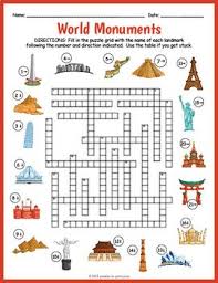 Famous Landmarks Crossword Puzzle Crossword Social Studies Elementary Puzzles For Kids