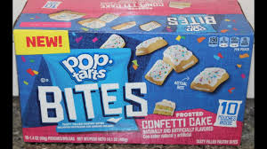 Place rectangles of dough on top of the chocolate fudge, and use a fork to crimp the edges. Pop Tarts Bites Frosted Confetti Cake Review Youtube