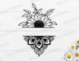 Download Half Sunflower Svg Half Mandala Svg Half Sunflower Mandala Etsy