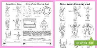 100% free circus coloring pages. Circus Words Colouring Sheet Teacher Made