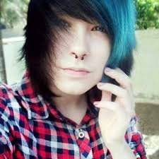 Some popular color combinations are black with blue or red streaks and blonde with pink streaks or darker horizontal stripes, known as coon tails. don't feel pressured to do this, though — plenty of emo kids embrace. Emo Boy Black And Blue Hair Blue Eyes Emo Frisuren Frisuren Emo