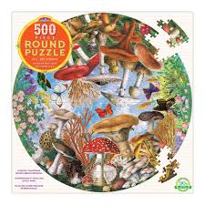 Create own 300 piece custom puzzle five collage 19 round navy. Mushrooms And Butterflies 500pc Round Jigsaw Puzzle By Eeboo Seriouspuzzles Com
