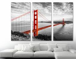 Our 100% premium canvas is made of the best materials, ensuring longer lifespan and durability. Sf Golden Gate Bridge Wall Art Canvas Print 3 Panel Split Triptych Canvas Quest