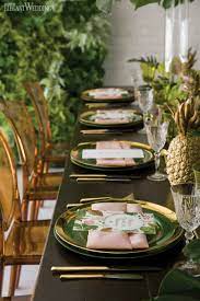 Plastic or paper wedding cups, napkins, plates for inspired wedding table settings. Tropical Wedding Table Settings Off 78 Buy