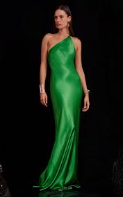 Galvan Roxy One Shoulder Satin Gown In 2020 Silk Satin Dress Satin Dresses Satin Gown