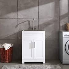 Shop through a wide selection of laundry & utility sinks at amazon.com. 24 White Laundry Utility Cabinet W Stainless Steel Sink And Faucet Combo Amazon Com