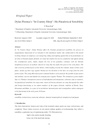 Pdf Dylan Thomas S In Country Sleep His Paradoxical Sensibility