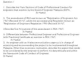 Bem is stand for board of engineers malaysia which is representing engineering profession in malaysia. Solved Question 1 Describe The Main Sections Of Code O Chegg Com