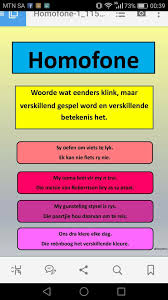 Homofone Leer Afrikaans Ken Afrikaans Afrikaans