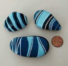 Set Of 3 Hand Painted Rocks Geometric Style By Quietriotstudio Rock Painting Art Painted Rocks Rock Painting Patterns