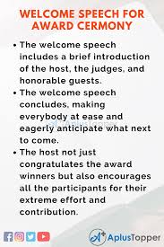 The nominees for this award though did not make it to this spot were and still are capable of winning this award too. Welcome Speech For Award Ceremony For Students And Children In English A Plus Topper