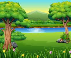 nature lanscape with a beautiful park and mountain landscape illustration scenery drawing for kids landscape background