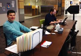 Jamison Pennel Left And Andrew Marah From The Financial Aid Office Jan 2014 Financial Aid Jamison Faculties