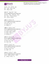 Which run is the shortest? Rd Sharma Solutions For Class 8 Chapter 6 Algebraic Expressions And Identities Download Free Pdf