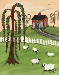 BARBARA THIBODEAUX ACRYLIC FOLK ART PAINTING