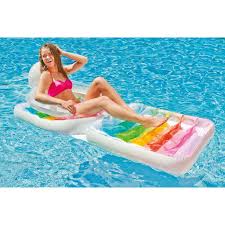 Intex Floating Inflatable Folding Pool Lounge Chair Float With Headrest Rainbow Affiliate Foldin Pool Lounge Chairs Folding Lounge Chair Swimming Pool Chair