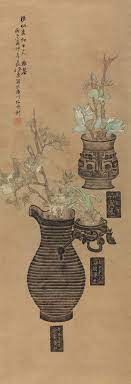 ren xun 任薰 任薰 1835 1893 字阜长 又字舜举 浙江萧山人 任熊之弟 长期在苏州 上海等地卖画为生 擅画人物 尤工花鸟 人物取法陈洪绶 具有独创一格的精神 在用色方面尤见浓淡相间的匠心 传世人物作品有 asian art chinese painting flower painting