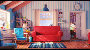 White wall and cartoon flag, childlren bedroom. Cartoon Living Room By Bondok Cartoon 3d Cgsociety