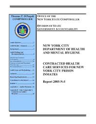 Audit Of Prison Health Contractors Ny State Comptroller