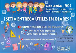 Entrega de Útiles Escolares para el ciclo lectivo 2025 Desde S.E.T.I.A informamos a los afiliados que se encuentra disponible el beneficio de entrega de útiles escolares para el inicio del Ciclo Lectivo