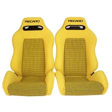 Black And Yellow Car Seats 2 Jdm Recaro Sr3 Tomcat Yellow Reclinable Bucket Racing Seats Mustang Bmw Cars Recaro