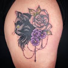As with all tattoos, cat tattoos became common as people wanted to have them for the different symbolism they served. Donnaphillips Cat Flowers Pretty Tattoo Stick Tattoo Co Morgantown Wv