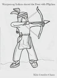 Native american chief with his headdress full of feathers. Coloring Sheets For Thanksgiving Pilgrim With Turkey And Wampanoag Indian Child Adventures Of Kids Creative Chaos