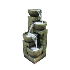 Alpine Corporation Alpine Corporation 24 Tall Indoor Outdoor 3 Tier Cascading Stone Bowl Fountain Brown Gil1292 The Home Depot Water Fountain Water Fountains Outdoor Fountains Outdoor