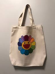 Murakami is a japanese contemporary art star. Hand Embroidered Takashi Murakami Flower Canvas Bag Etsy