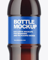 Pet Bottle With Dark Drink Mockup In Bottle Mockups On Yellow Images Object Mockups