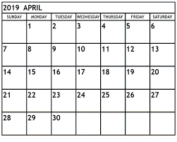 April Calendar 2019 Template Calendar Printables Monthly Calendar Printable Free Printable Calendar Templates