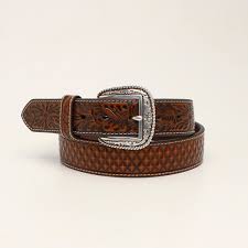 Dickies men's 100% leather jeans belt with stitch design and prong buckle. Ariat Men S Western Floral Embossed Tan Leather Belt Gavel Western Wear