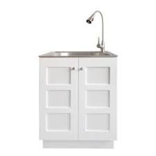 It has one large door to access what is in the corner. Glacier Bay All In One 24 2 In X 21 3 In X 33 8 In Stainless Steel Laundry Sink And White Cabinet With Reversible Doors Ql039 The Home Depot Laundry Sink Laundry Cabinets Laundry Room Sink
