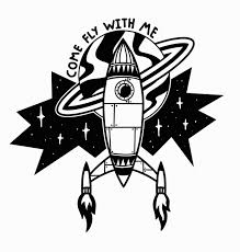 Black And White Rocket Ship Stanley Duke Tattoo Illustration Black Tatt Blackwork Blackworkers Blackworker Linework Bold Graphic Design Art Arti Rocket Tattoo Pop Art Drawing Space Tattoo