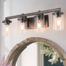 3 important things to consider for bathroom lighting fixtures over mirror. Lnc Farmhouse Bathroom Vanity Light 4 Light Rust Gray Rustic Bathroom Wall Sconce Industrial Farmhouse Vanity Lighting A03410 The Home Depot