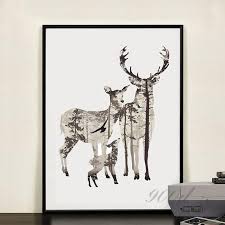 Maybe you would like to learn more about one of these? Silhouette Of Deer Family With Pine Forest Canvas Art Print Painting P Ellaseal