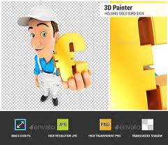 3d Painter Holding Gold Euro Sign 3d Render Of A Sign Design 3d 3dmodel 3drender Modelling Vr Bank Blue C Euro Sign Graphic Design Templates Finance